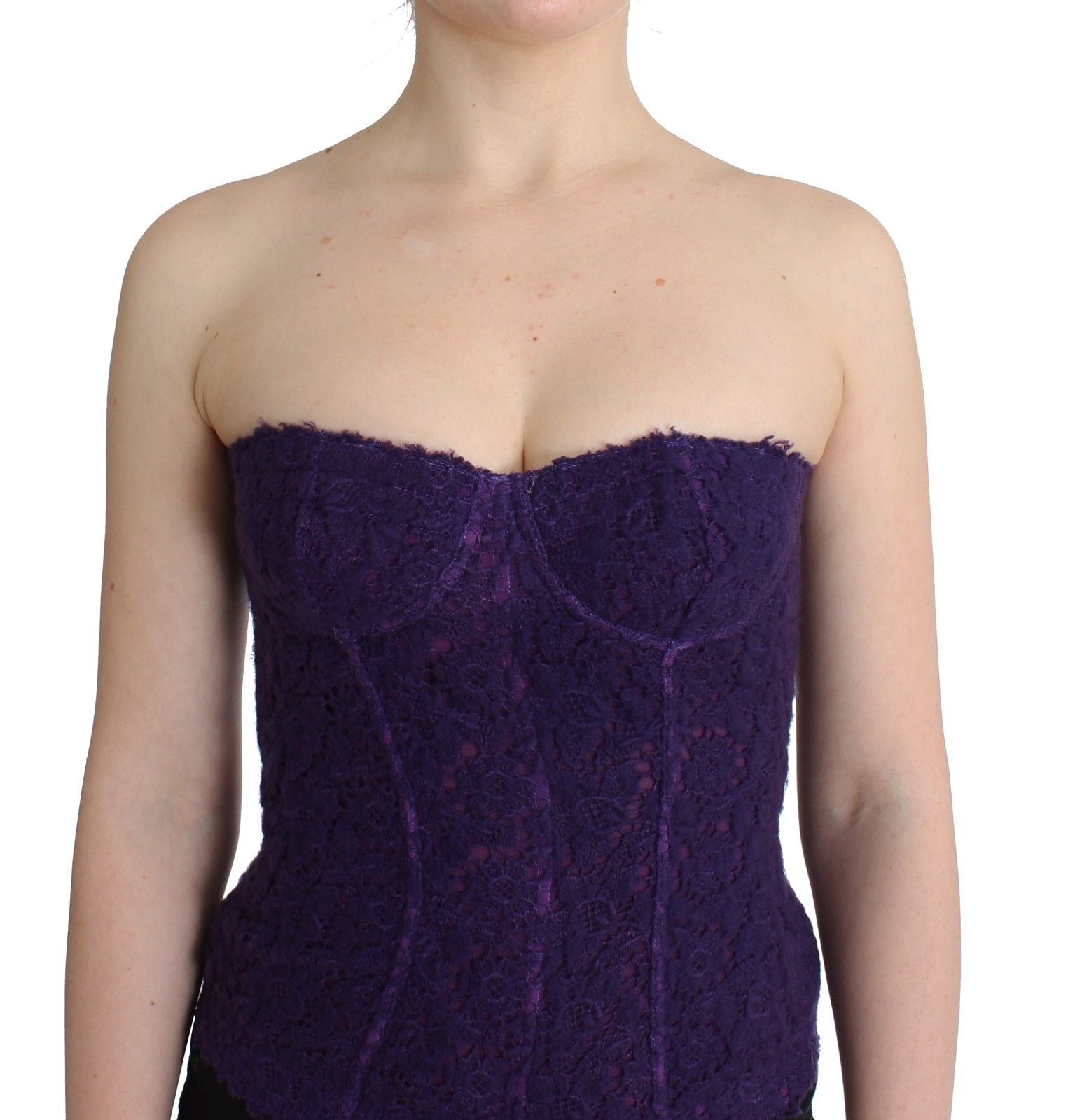 Ermanno Scervino Lingerie Purple Corset Bustier Top Floral Lace