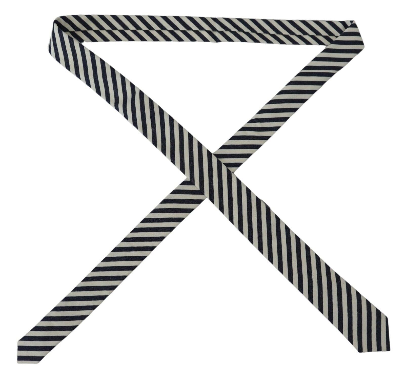 Denny Rose White Blue Striped Classic Adjustable Men Silk Tie