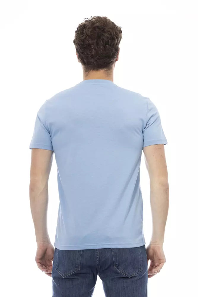 Baldinini Trend Hellblaues Herren-T-Shirt aus Baumwolle