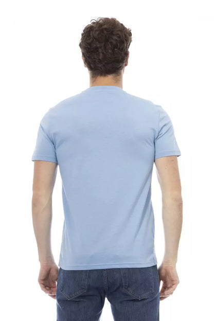 Baldinini Trend Hellblaues Herren-T-Shirt aus Baumwolle