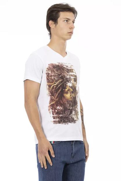 Trussardi Action – Elegantes T-Shirt mit V-Ausschnitt und schickem Frontprint
