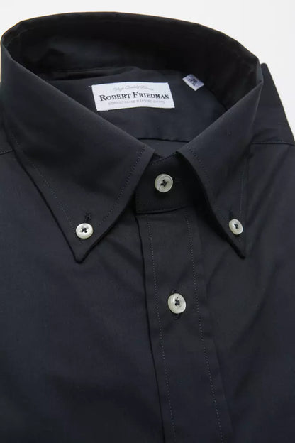 Robert Friedman Schwarzes Herrenhemd aus Baumwolle