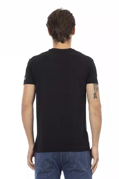 Trussardi Action Black Cotton Men's V-Neck T-Shirt