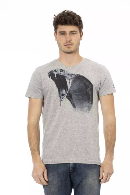 Trussardi Action Graues Baumwoll-T-Shirt für Herren