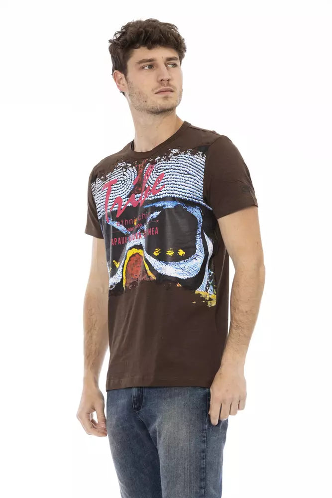 Trussardi Action Braunes Herren-T-Shirt aus Baumwolle