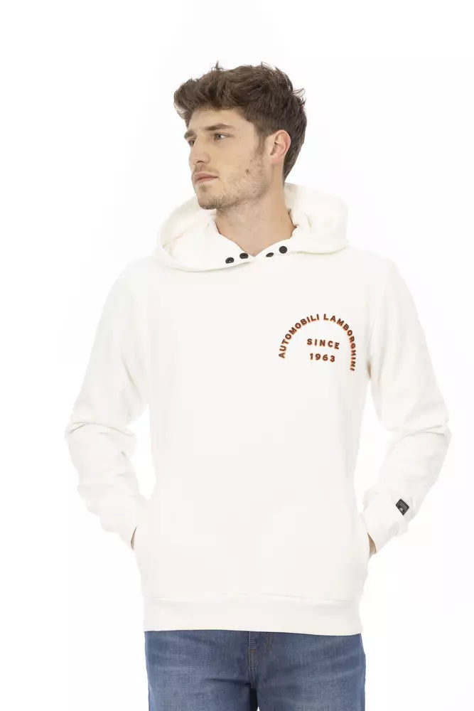 Automobili Lamborghini Herrenpullover aus weißer Baumwolle mit Taschen