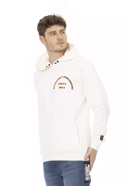 Automobili Lamborghini Herrenpullover aus weißer Baumwolle mit Taschen