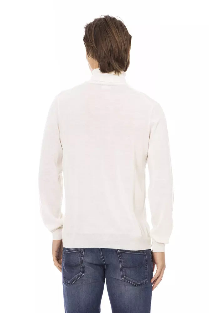 Baldinini Trend White Fabric Men Turtleneck Sweater