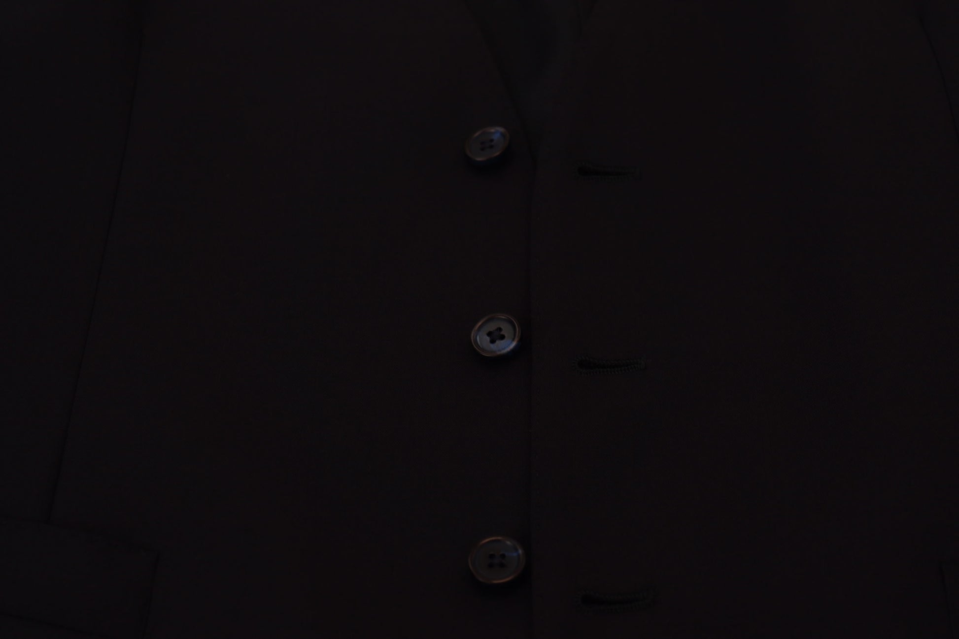 Dolce & Gabbana Dark Blue Wool Stretch Waistcoat Formal Vest