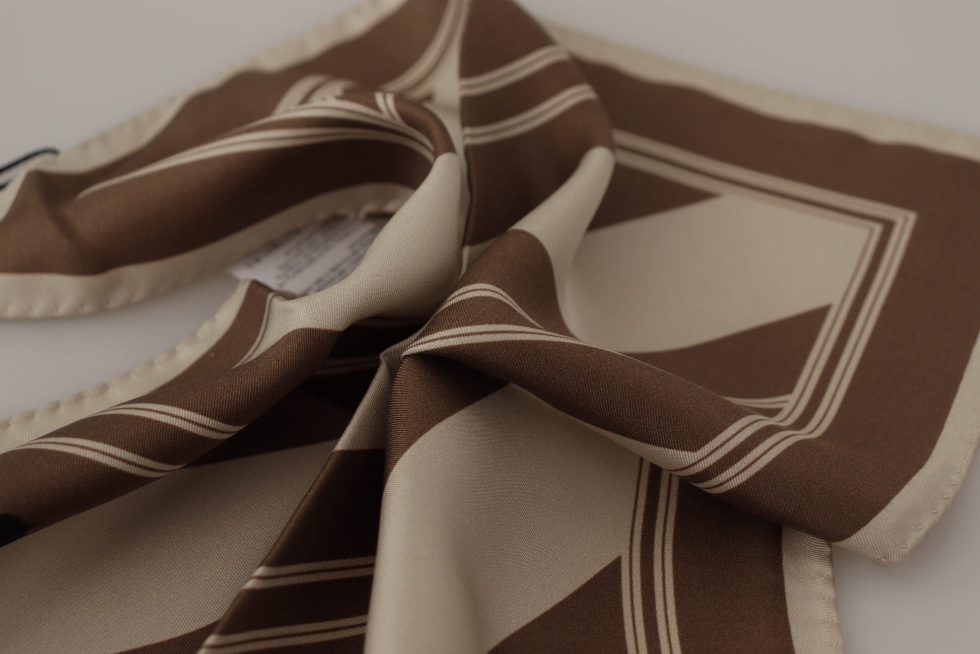 Dolce & Gabbana Brown Stripes DG Logo Square Mens Handkerchief Scarf