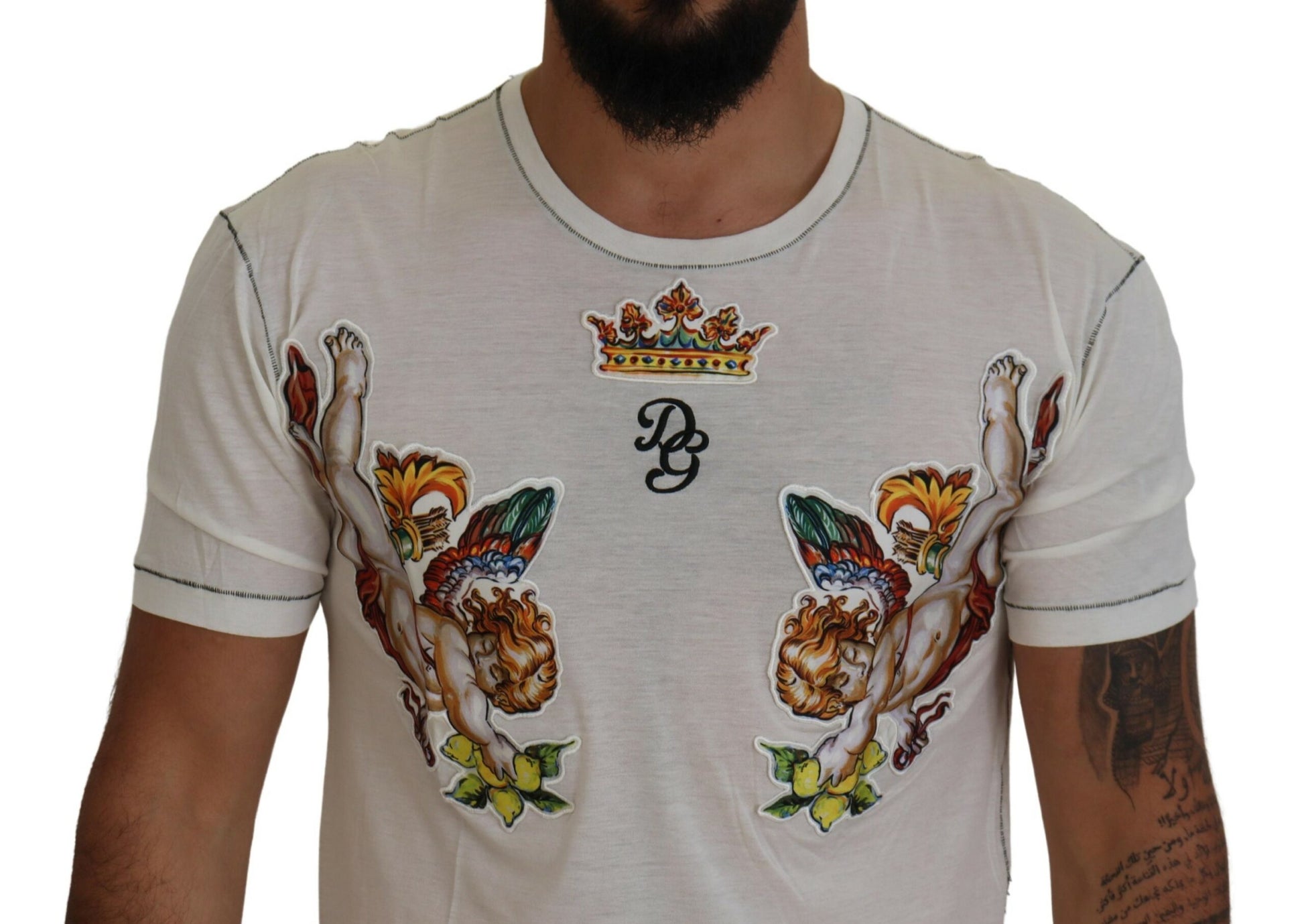 Dolce &amp; Gabbana – Weißes bedrucktes Kurzarm-T-Shirt für Herren