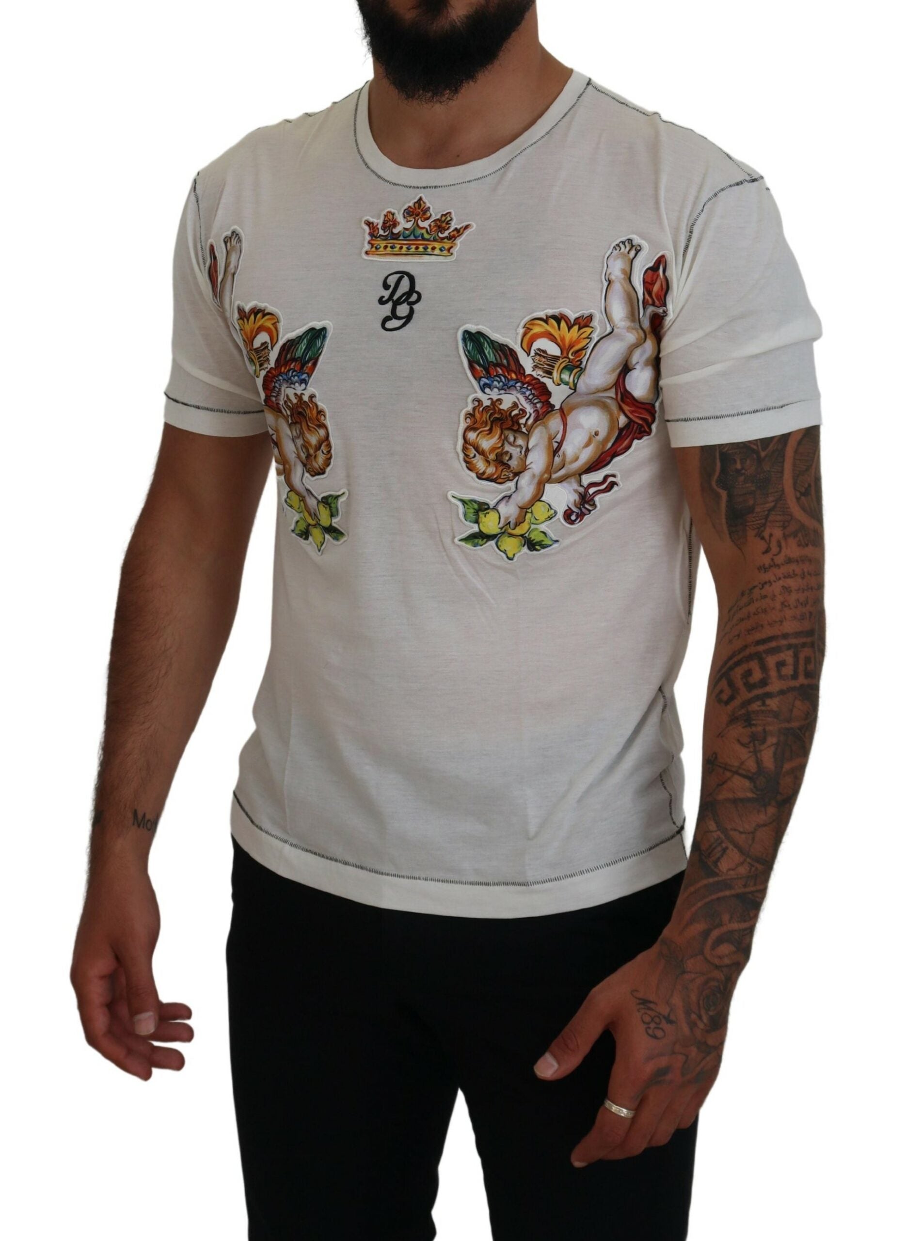 Dolce &amp; Gabbana – Weißes bedrucktes Kurzarm-T-Shirt für Herren