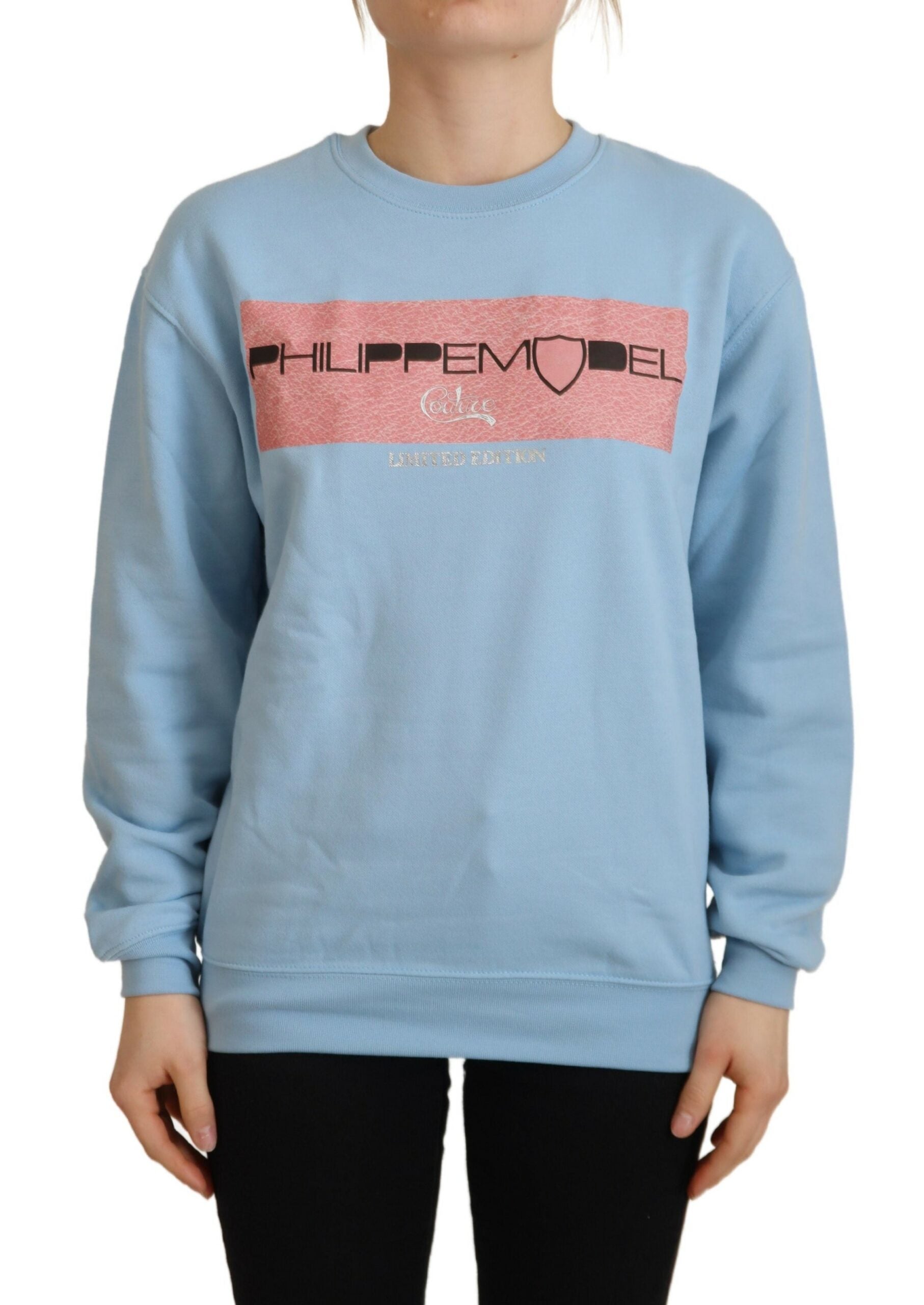Philippe Model – Hellblauer Pullover mit Logo-Aufdruck und langen Ärmeln