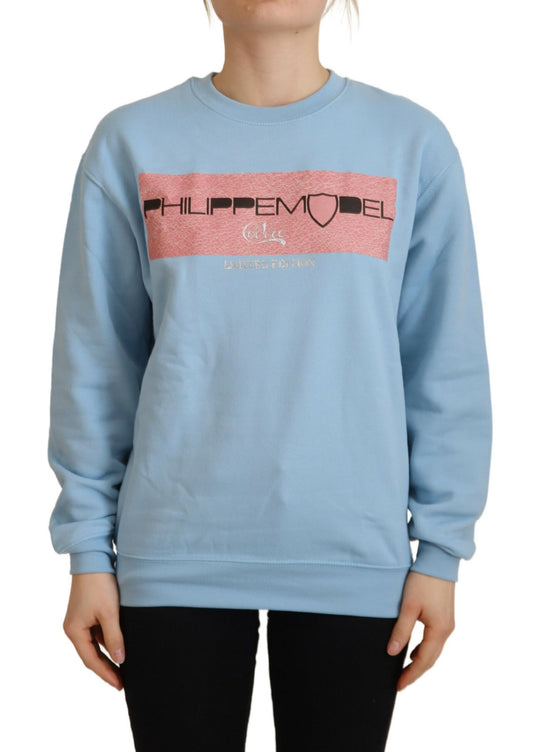 Philippe Model – Hellblauer Pullover mit Logo-Aufdruck und langen Ärmeln