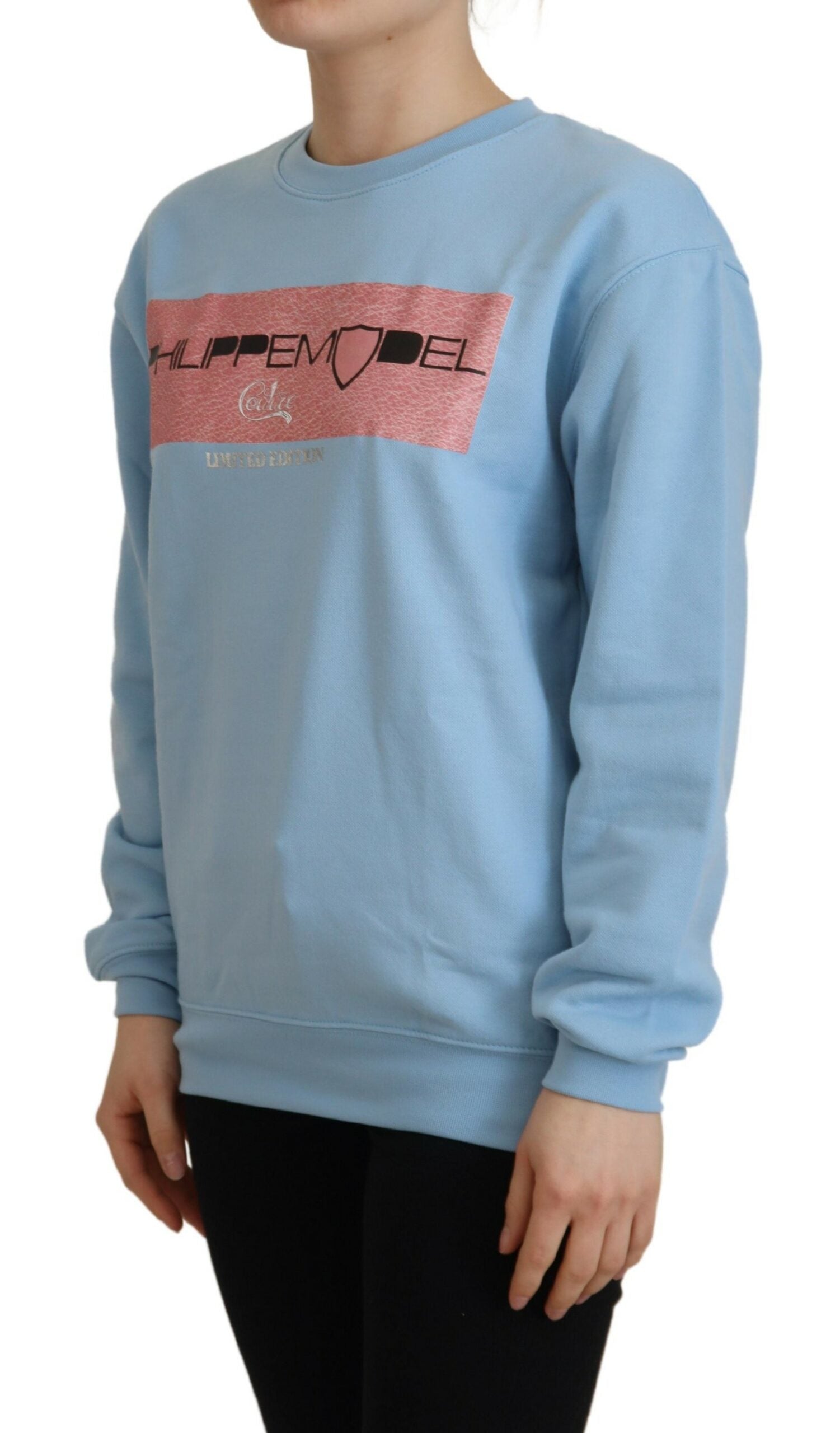 Philippe Model – Hellblauer Pullover mit Logo-Aufdruck und langen Ärmeln