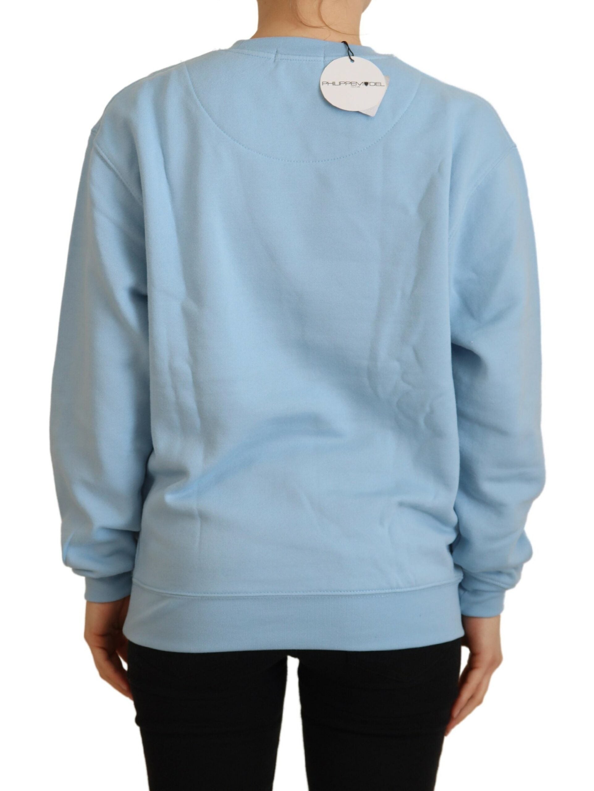 Philippe Model – Hellblauer Pullover mit Logo-Aufdruck und langen Ärmeln