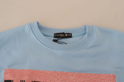 Philippe Model – Hellblauer Pullover mit Logo-Aufdruck und langen Ärmeln