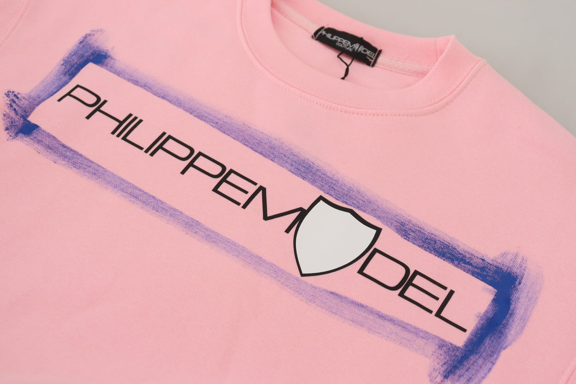 Philippe Model – Rosa bedruckter Pullover mit langen Ärmeln
