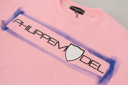 Philippe Model – Rosa bedruckter Pullover mit langen Ärmeln