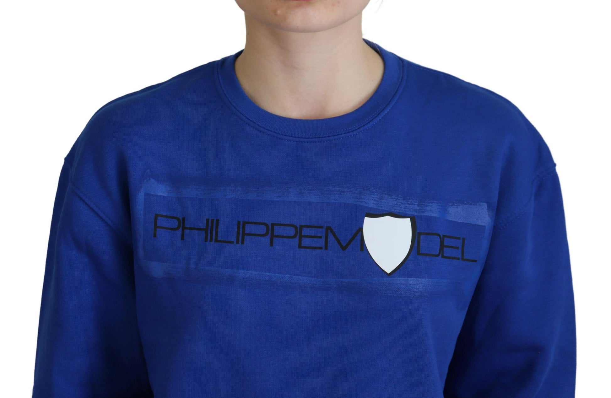 Philippe Model – Blau bedruckter Pullover mit langen Ärmeln