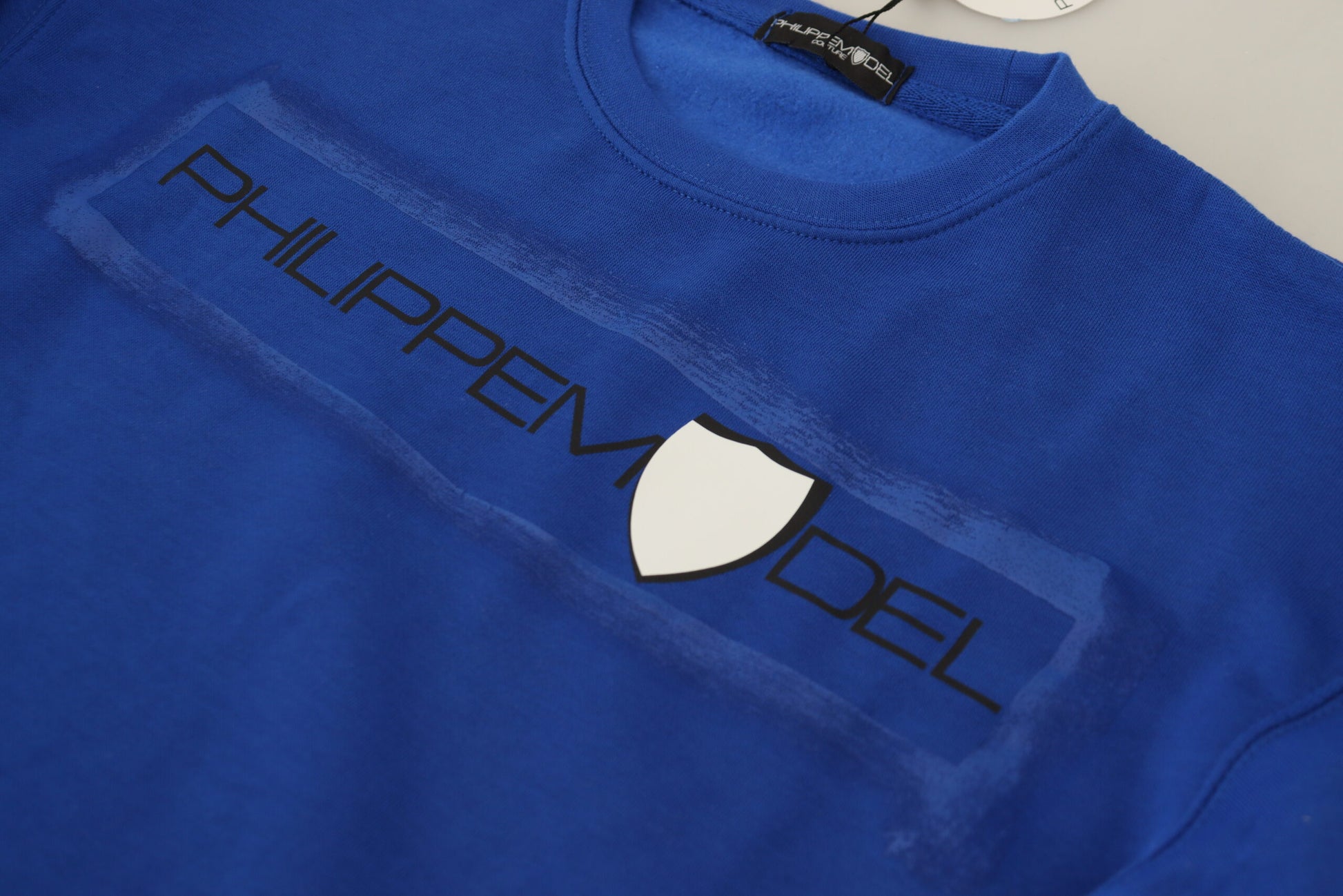 Philippe Model – Blau bedruckter Pullover mit langen Ärmeln