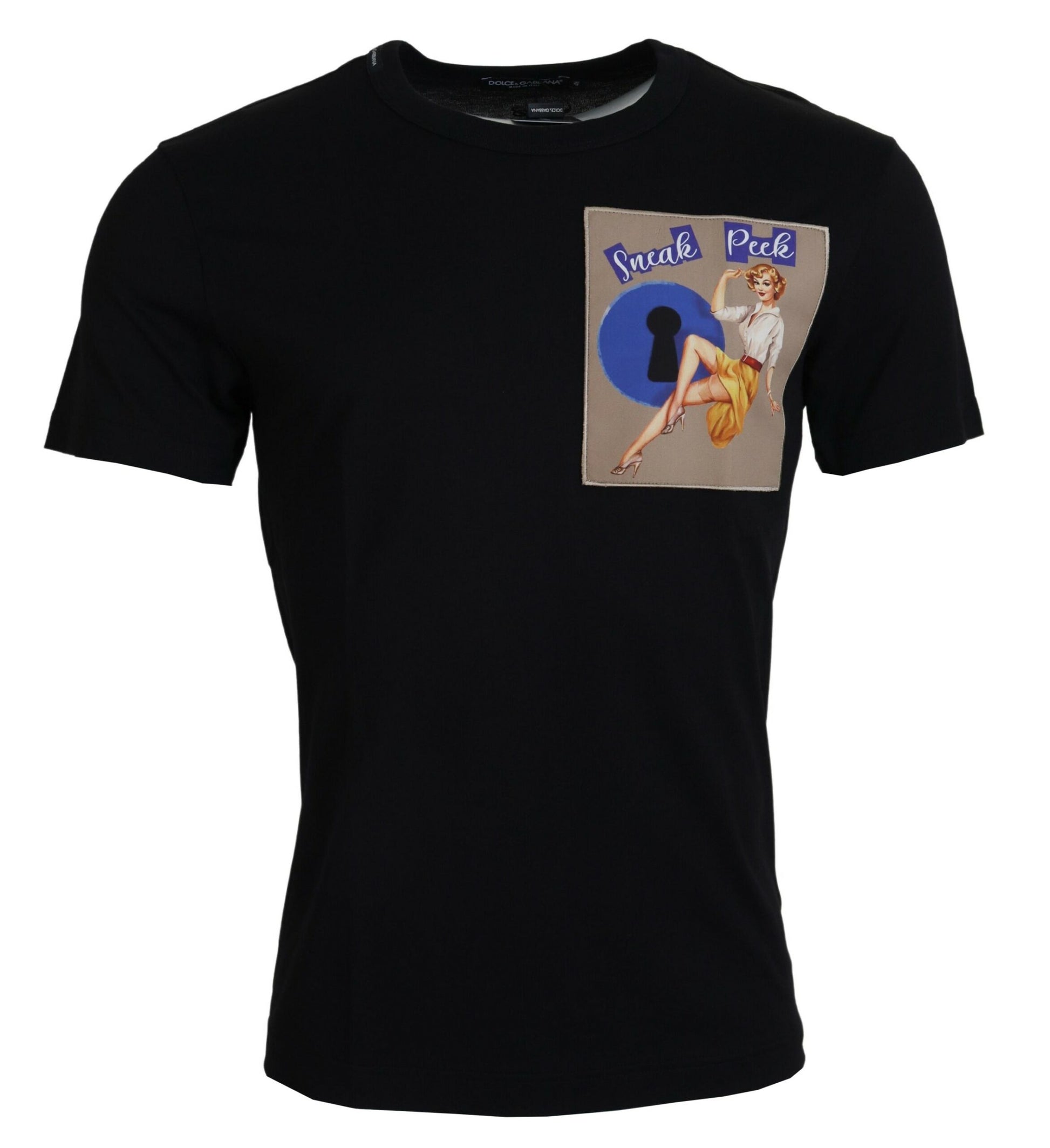 Dolce &amp; Gabbana – Schwarzes Sneek-T-Shirt aus Baumwolle mit kurzen Ärmeln