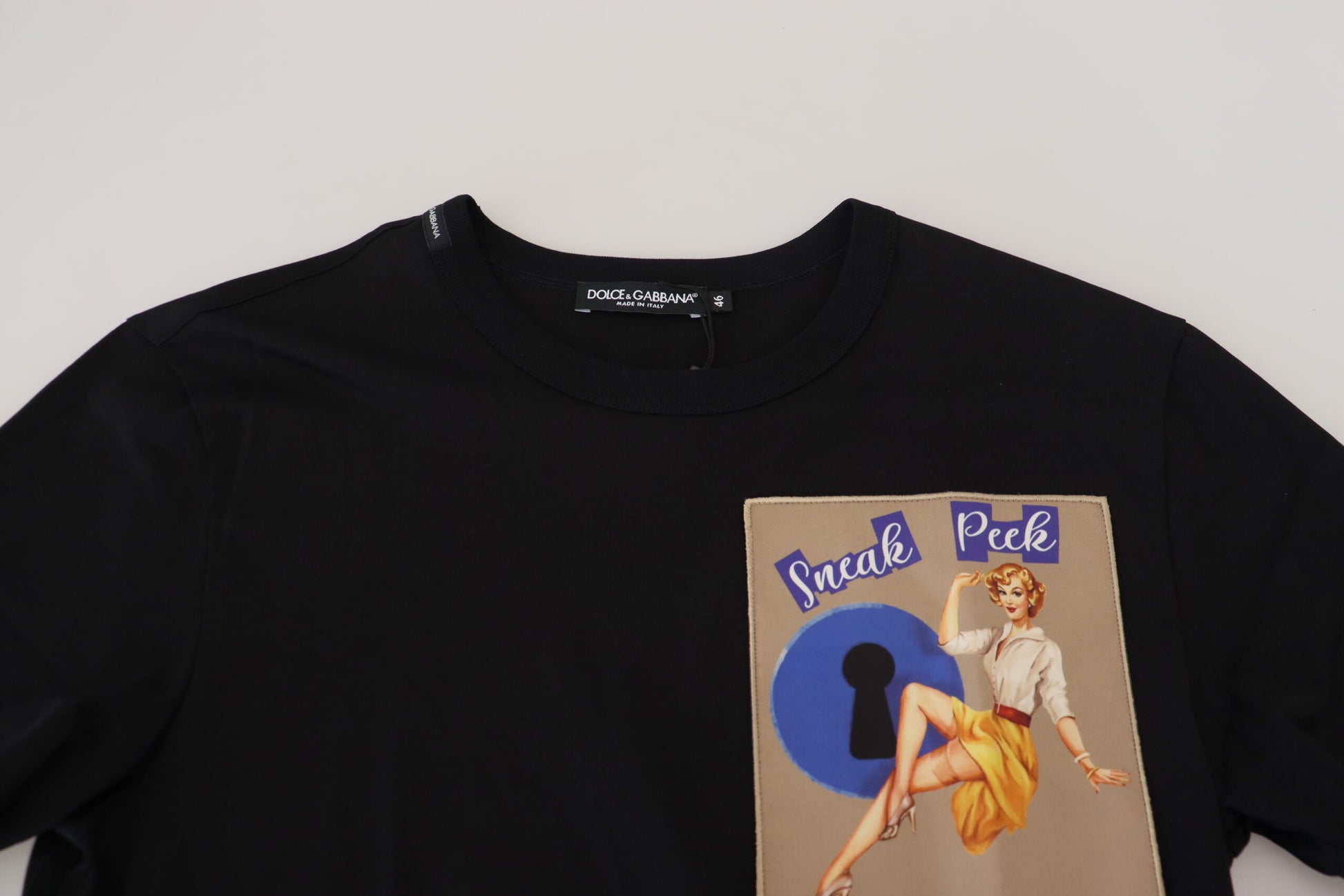 Dolce &amp; Gabbana – Schwarzes Sneek-T-Shirt aus Baumwolle mit kurzen Ärmeln