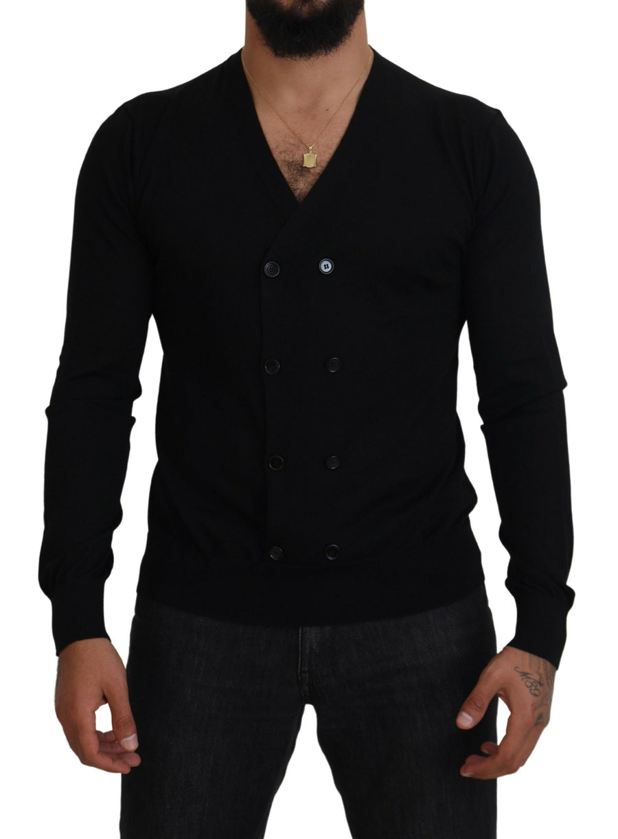 Dolce & Gabbana – Schwarzer Cardigan aus Kaschmir mit Knopfleiste