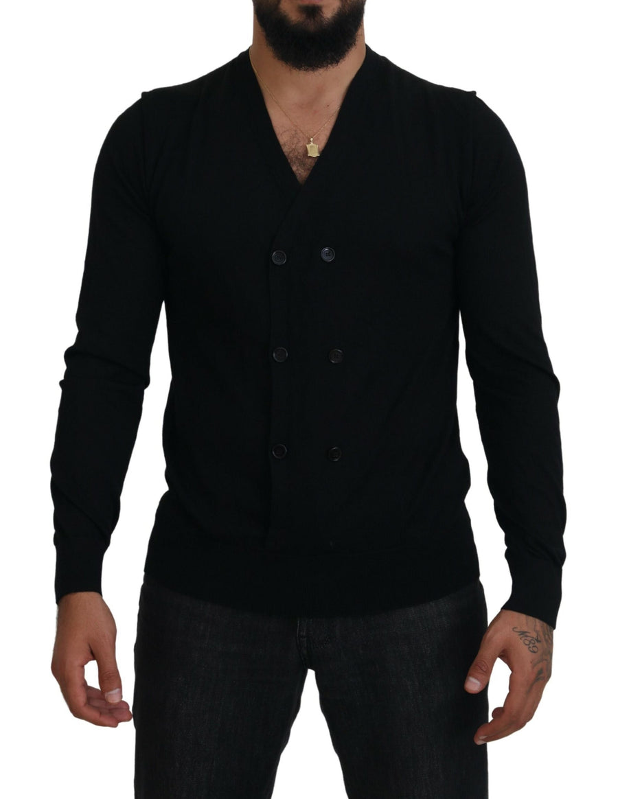 Dolce & Gabbana – Schwarzer Cardigan aus Kaschmir mit Knopfleiste