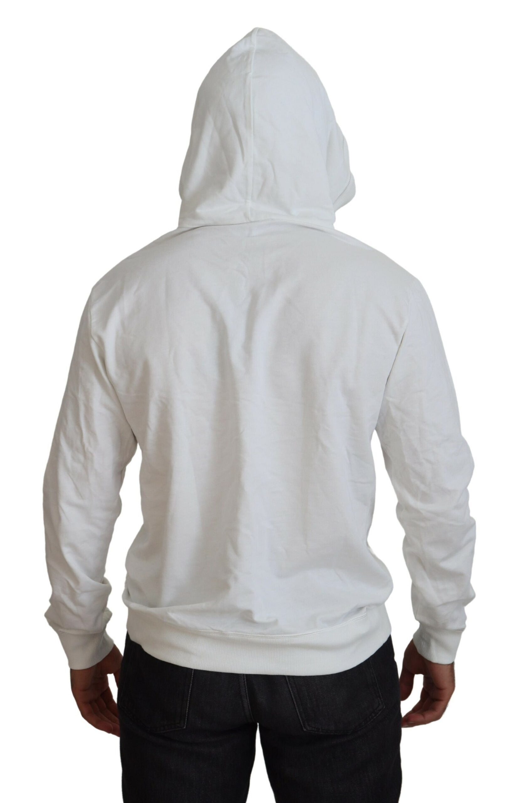 Dolce &amp; Gabbana Weißes Baumwoll-Kapuzensweatshirt mit Logo