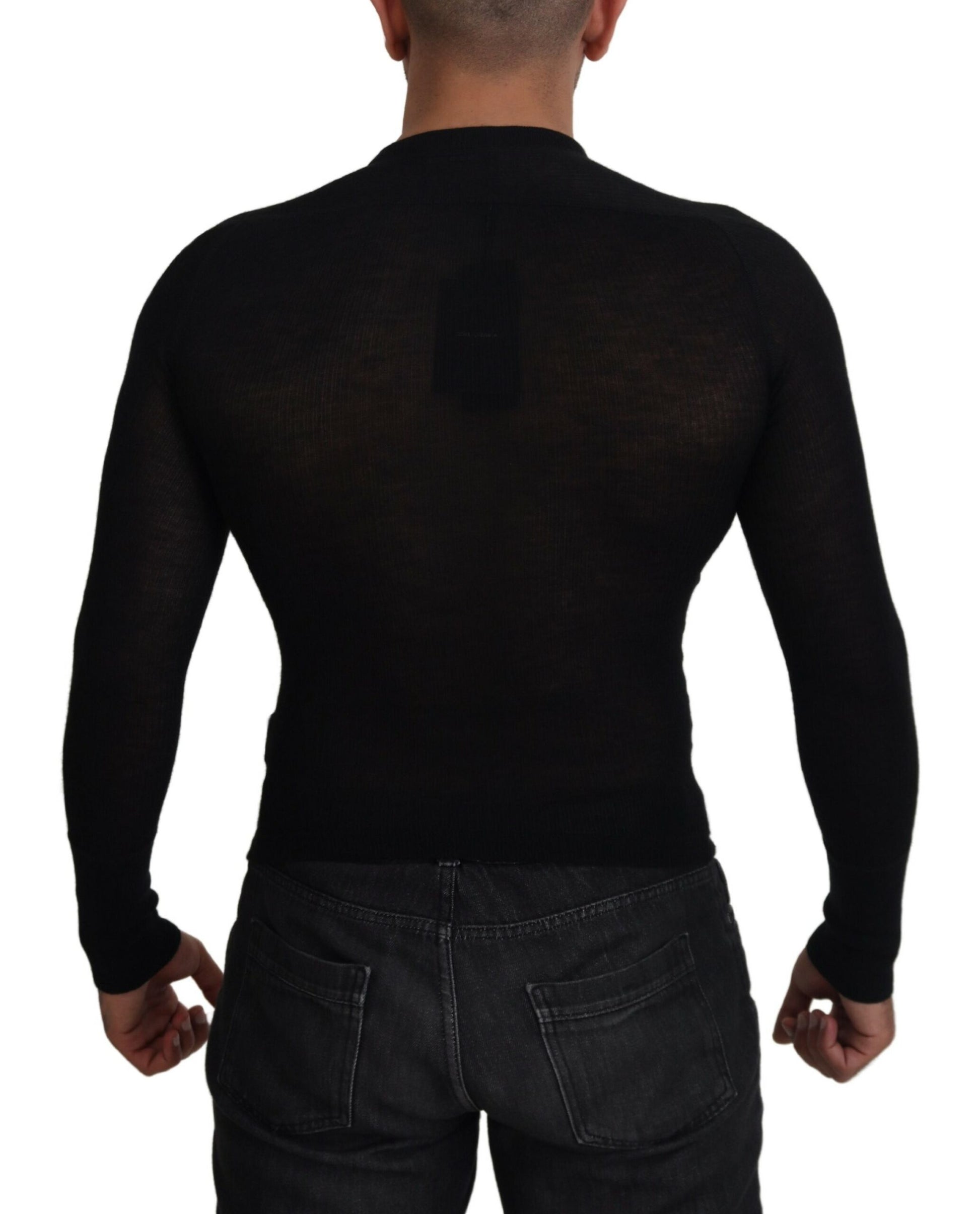 Dolce &amp; Gabbana – Schwarzer Kaschmirpullover mit Knöpfen