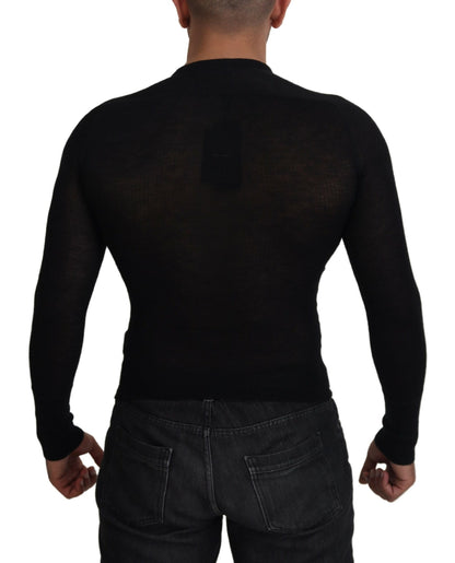 Dolce &amp; Gabbana – Schwarzer Kaschmirpullover mit Knöpfen