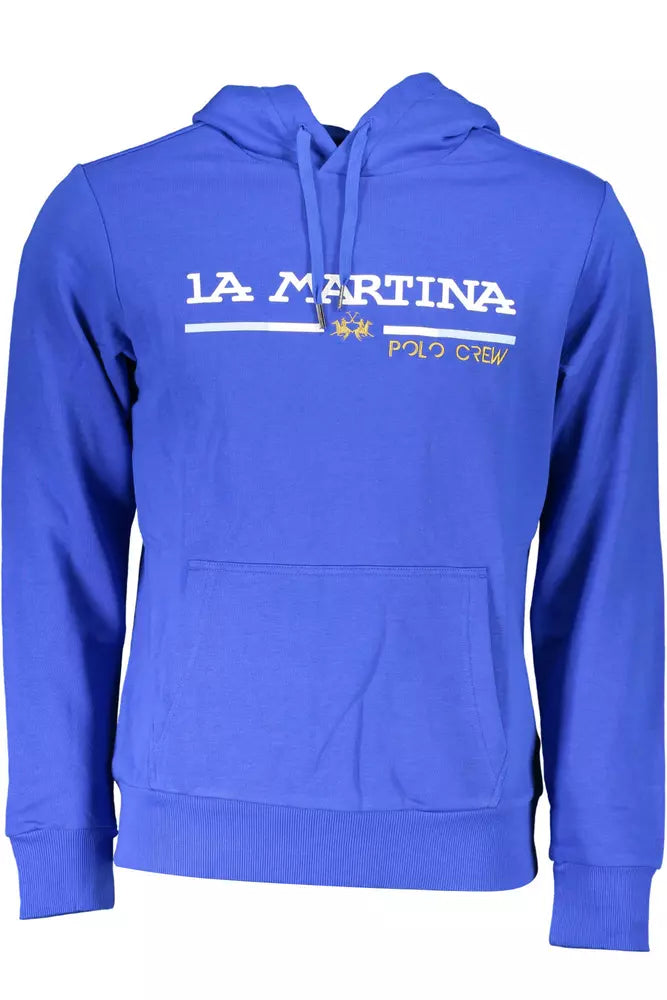La Martina Chic Blaues besticktes Kapuzensweatshirt