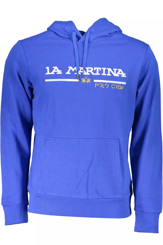 La Martina Chic Blaues besticktes Kapuzensweatshirt