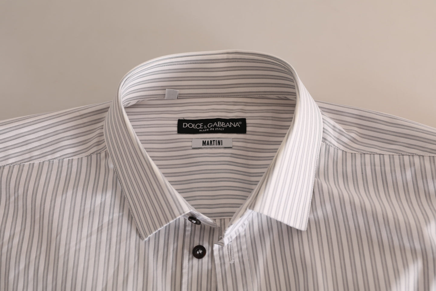 Dolce &amp; Gabbana Weißes MARTINI-Hemd aus gestreifter Baumwolle