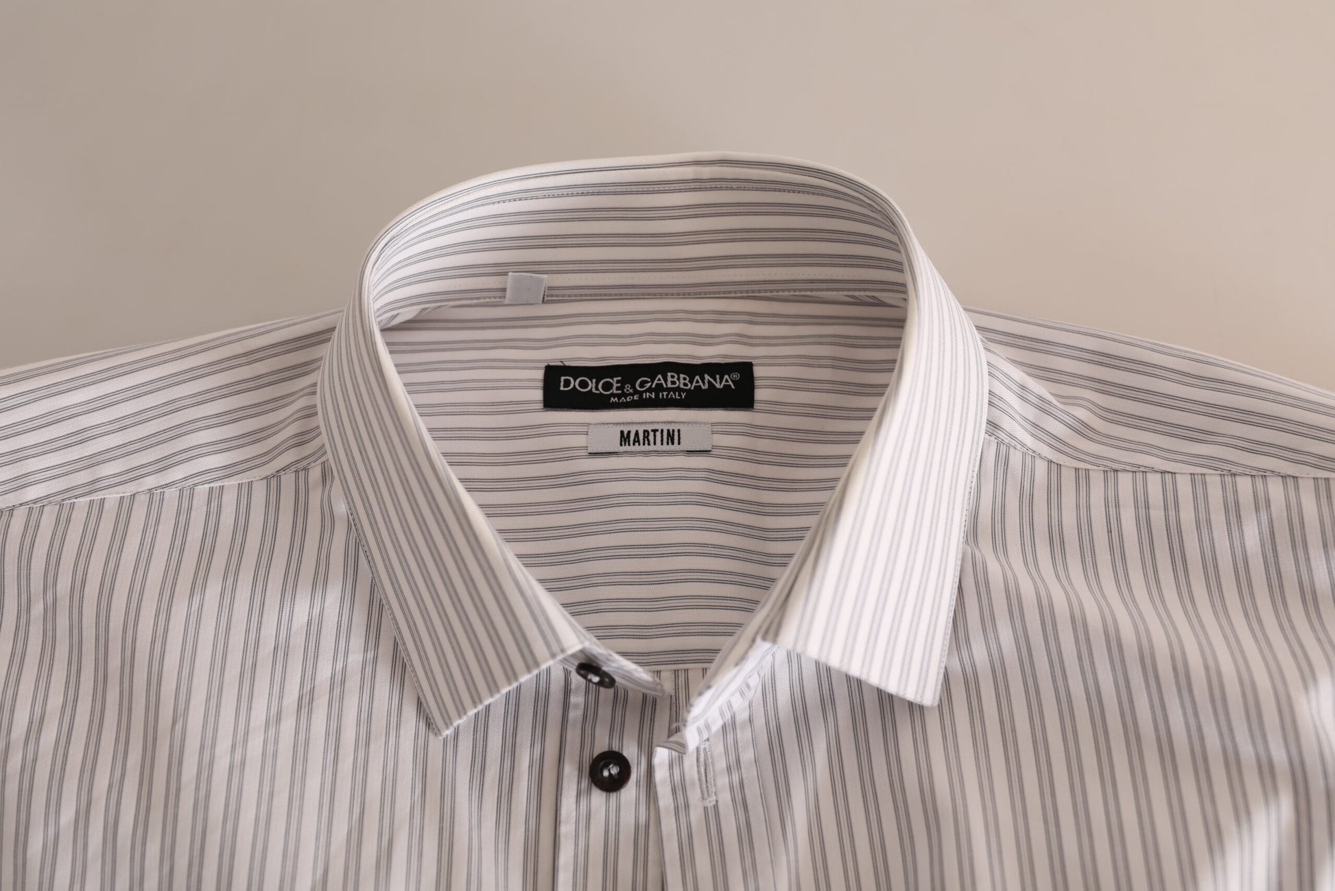 Dolce &amp; Gabbana Weißes MARTINI-Hemd aus gestreifter Baumwolle