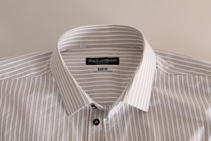 Dolce &amp; Gabbana Weißes MARTINI-Hemd aus gestreifter Baumwolle
