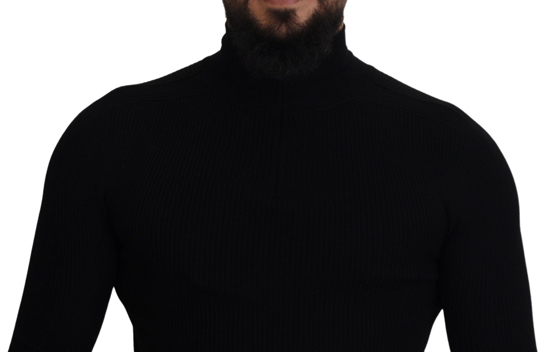 Dolce &amp; Gabbana – Schwarzer Rollkragenpullover mit halbem Reißverschluss