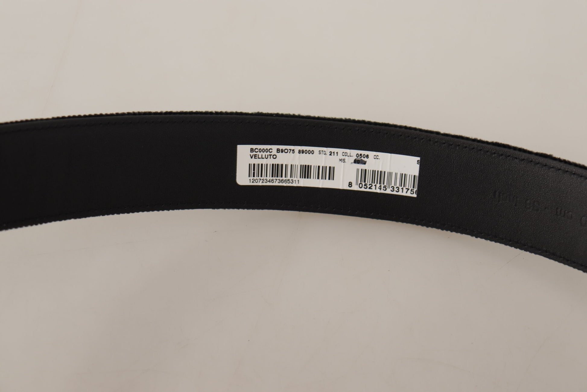 Dolce & Gabbana Black Velvet Silver Logo Engraved Metal Buckle Belt
