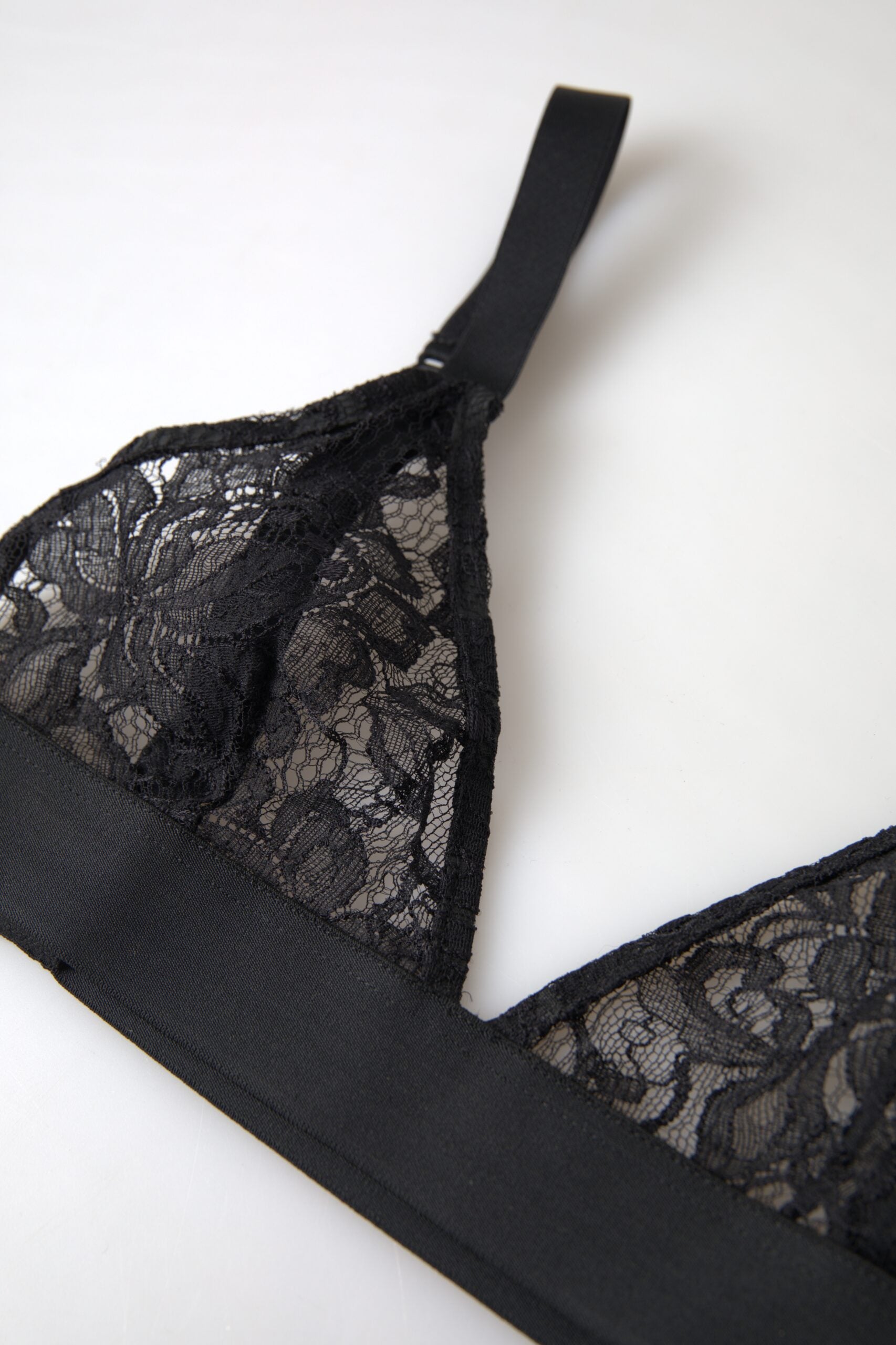 Dolce &amp; Gabbana – Schwarzer Nylon-Stretch-BH mit Blumenspitze