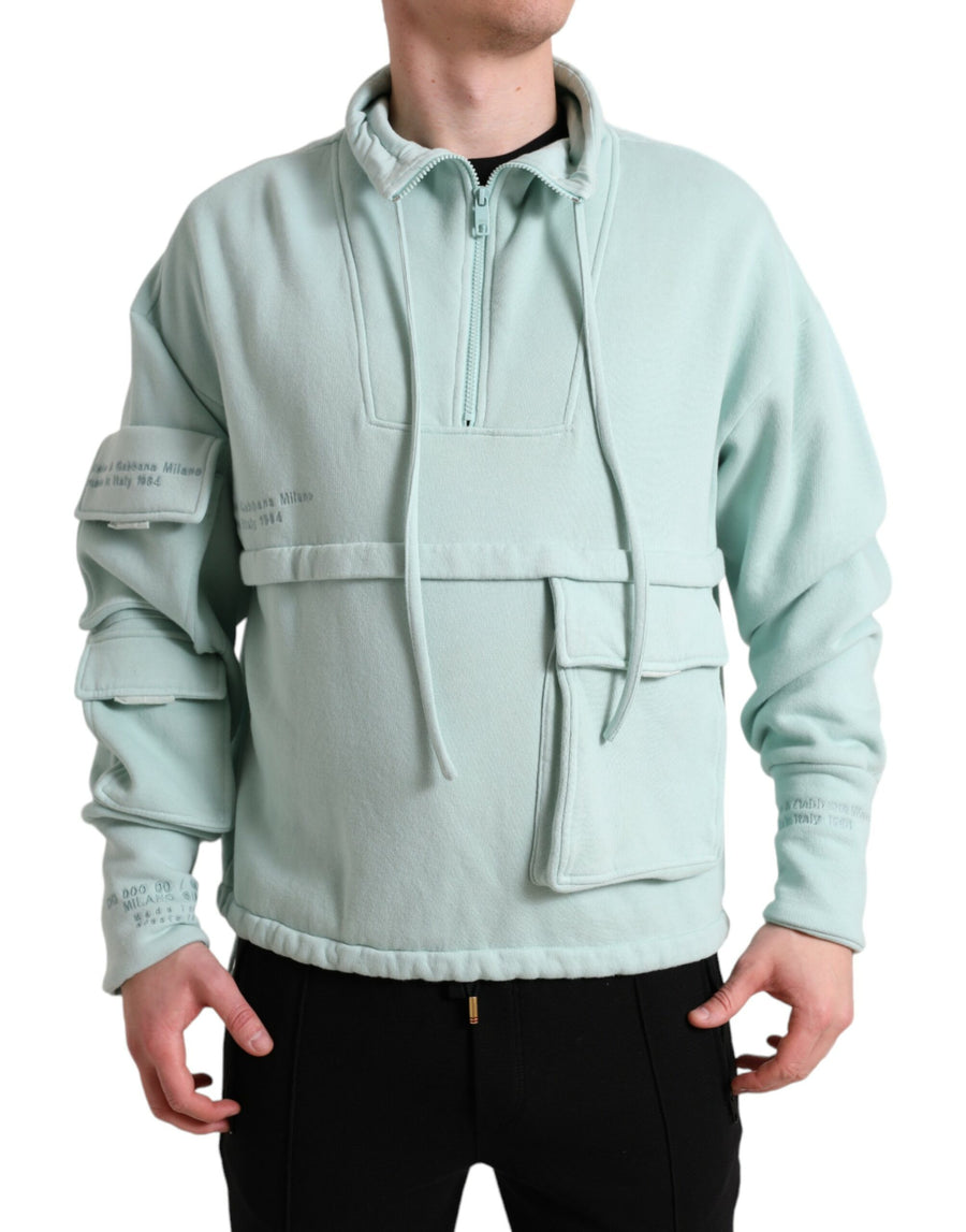 Dolce & Gabbana Mintgrüner Pullover mit Baumwolltaschen