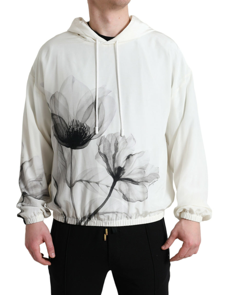 Dolce & Gabbana – Weißer Kapuzenpullover mit Blumenmuster