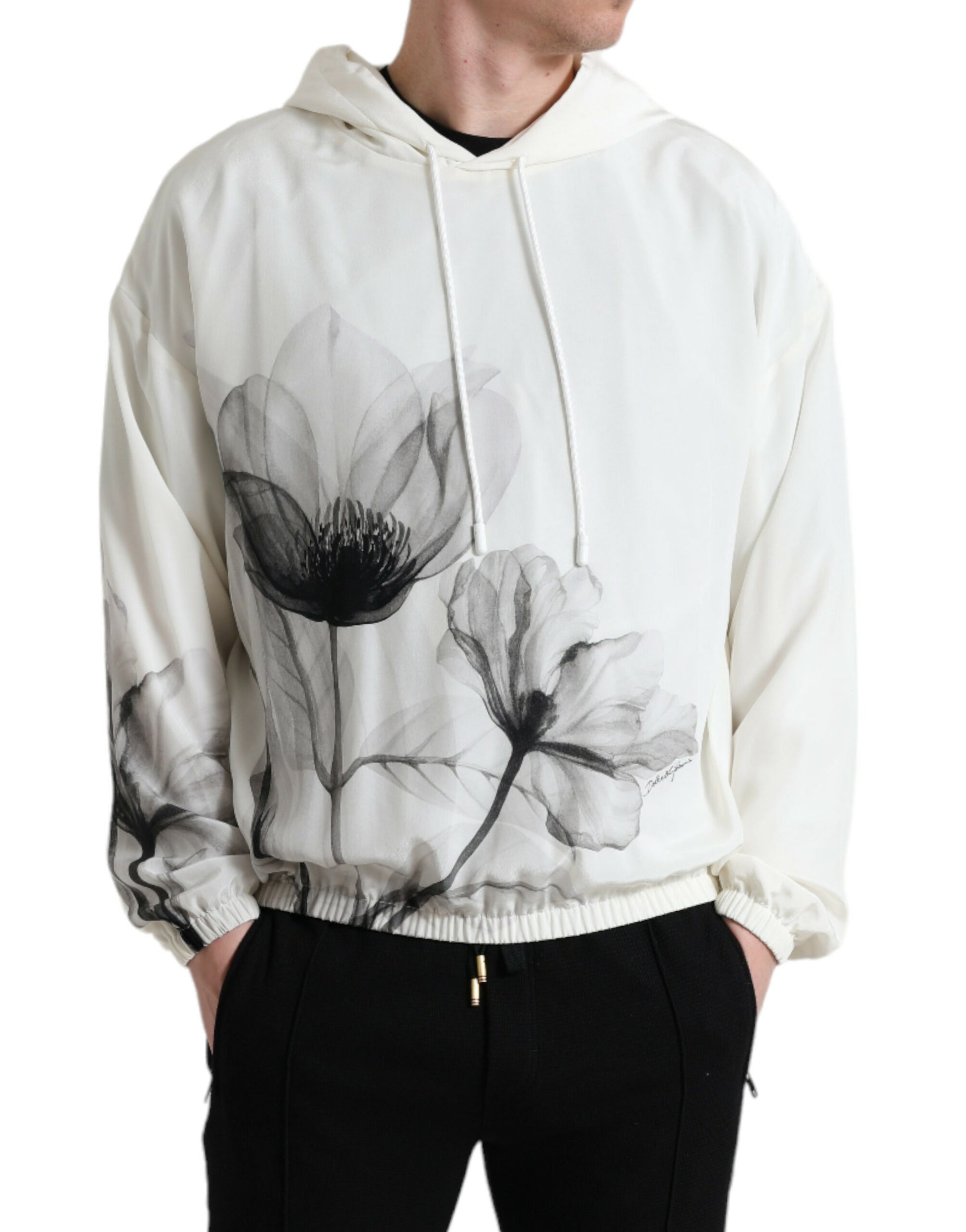 Dolce &amp; Gabbana – Weißer Kapuzenpullover mit Blumenmuster