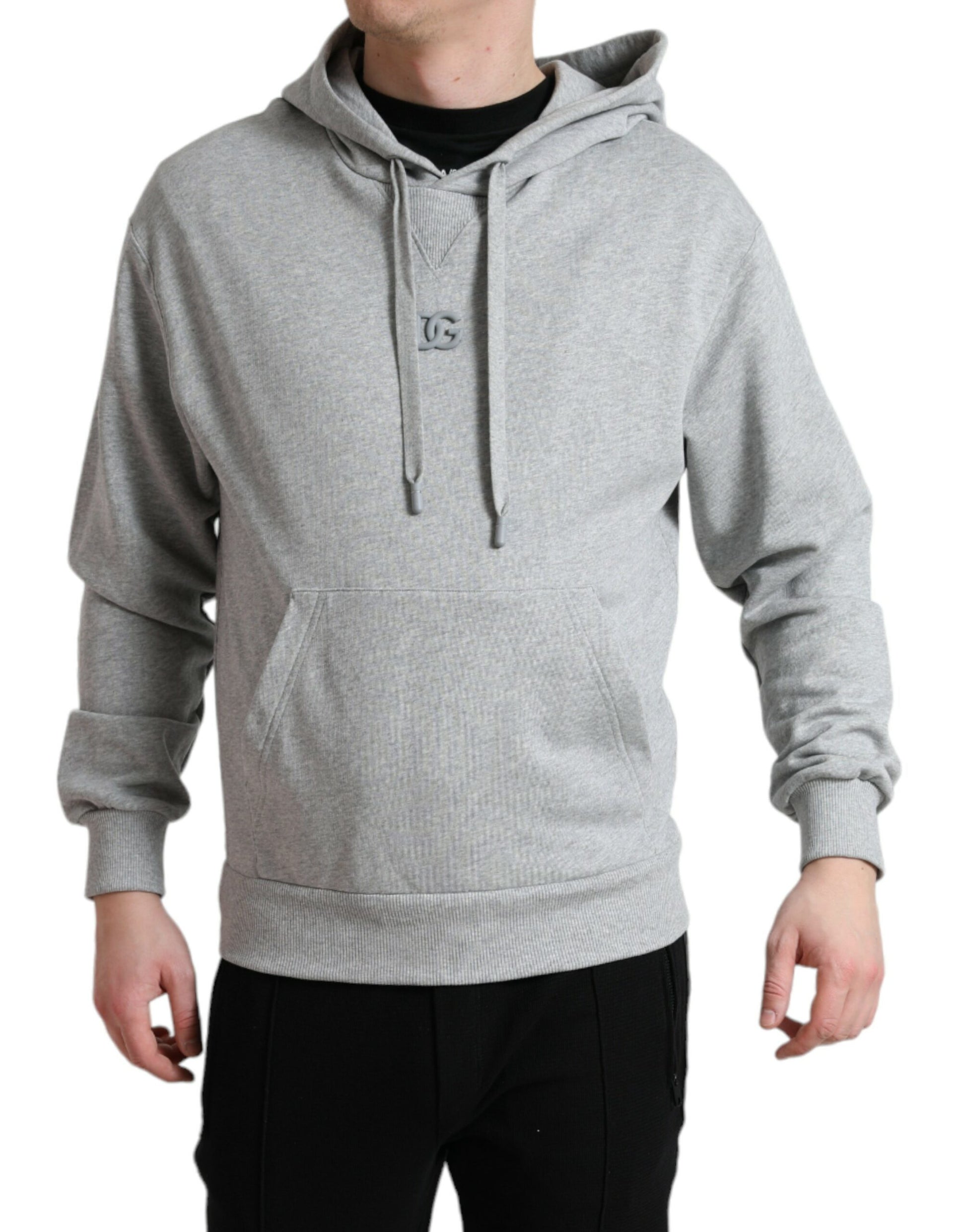 Dolce &amp; Gabbana Graues Baumwoll-Sweatshirt mit Logo und Kapuze