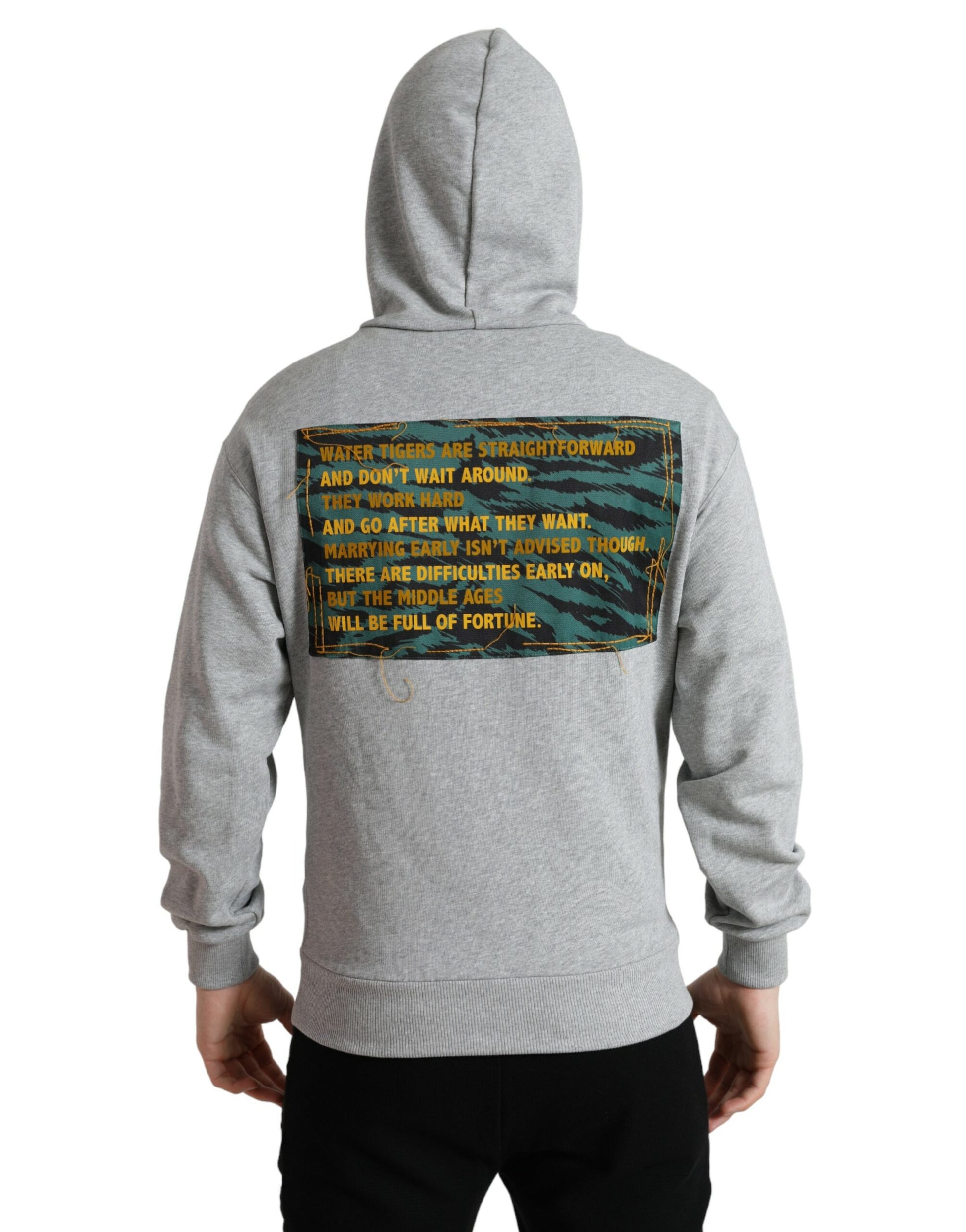 Dolce &amp; Gabbana Graues Baumwoll-Sweatshirt mit Logo und Kapuze