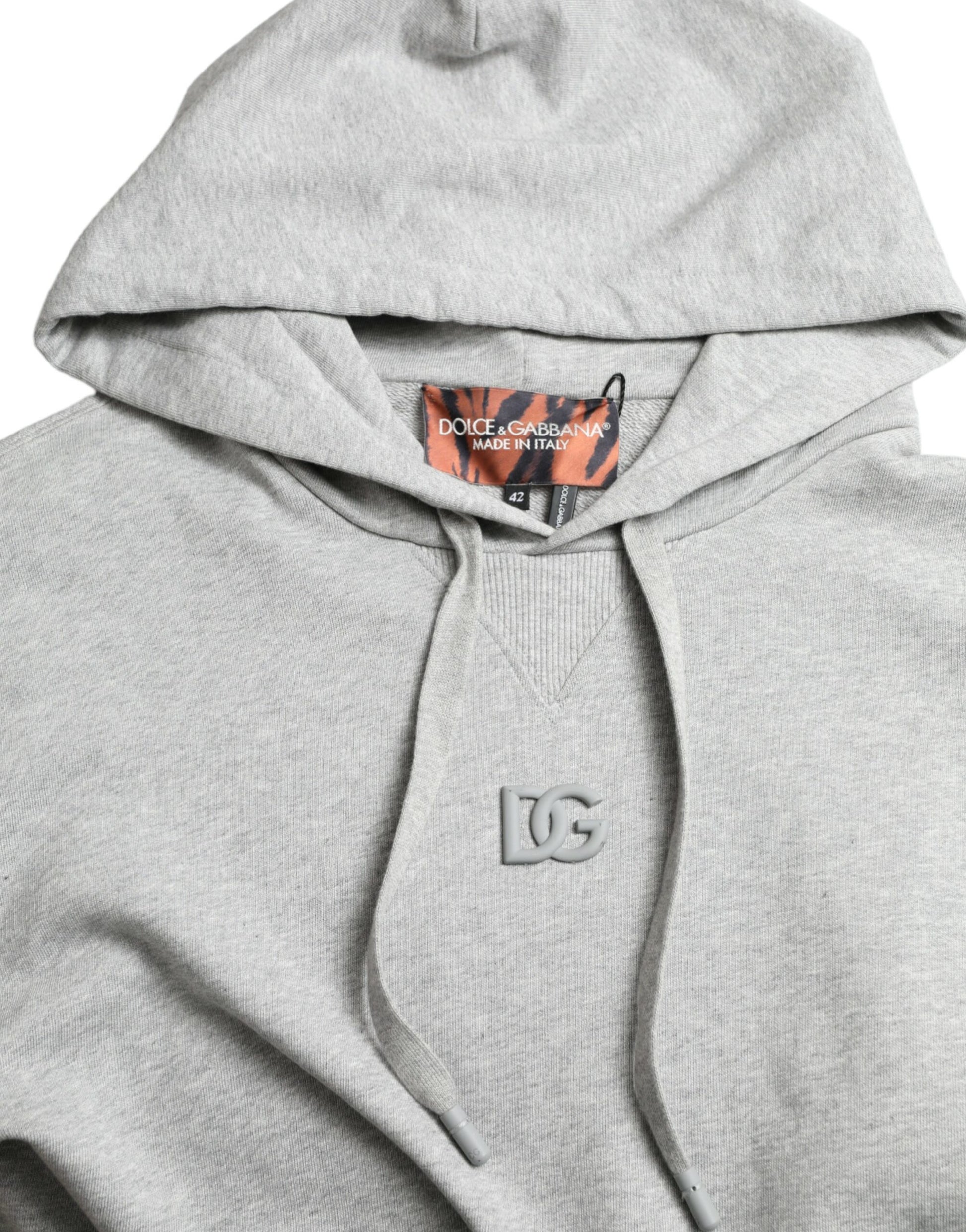 Dolce &amp; Gabbana Graues Baumwoll-Sweatshirt mit Logo und Kapuze