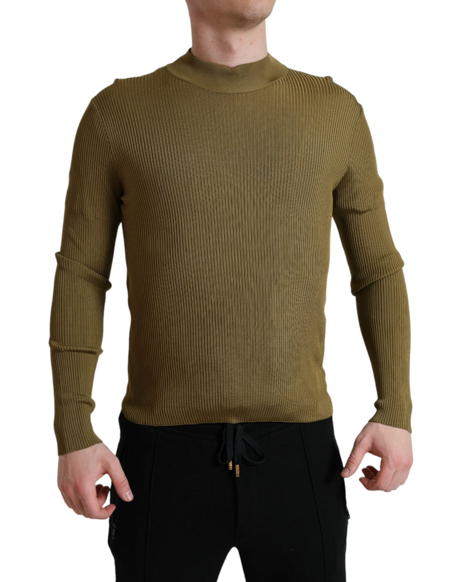 Dolce & Gabbana – Pullover aus Viskose in Armeegrün mit Rundhalsausschnitt