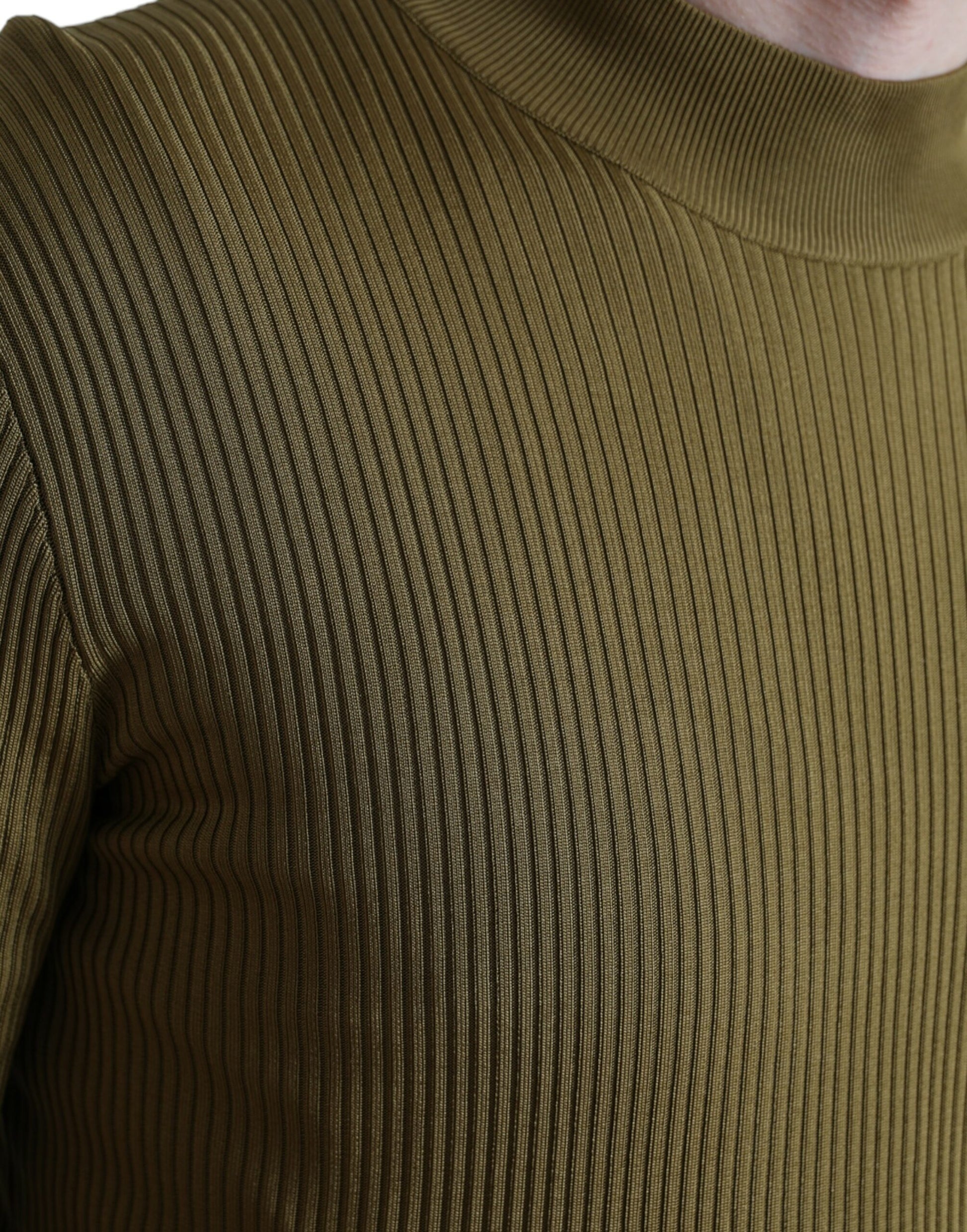 Dolce &amp; Gabbana – Pullover aus Viskose in Armeegrün mit Rundhalsausschnitt