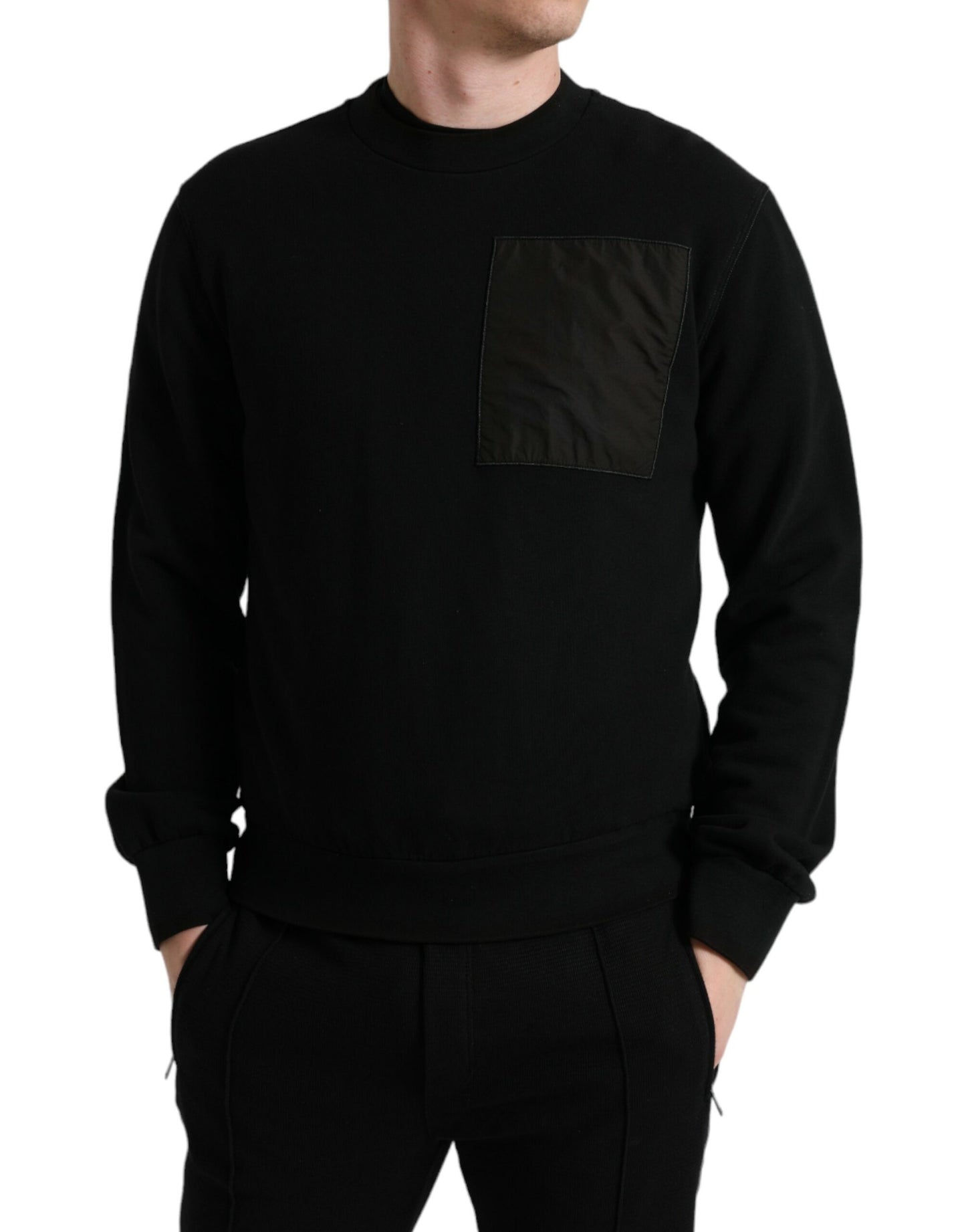 Dolce &amp; Gabbana Schwarzer Baumwollpullover mit Rundhalsausschnitt für Herren