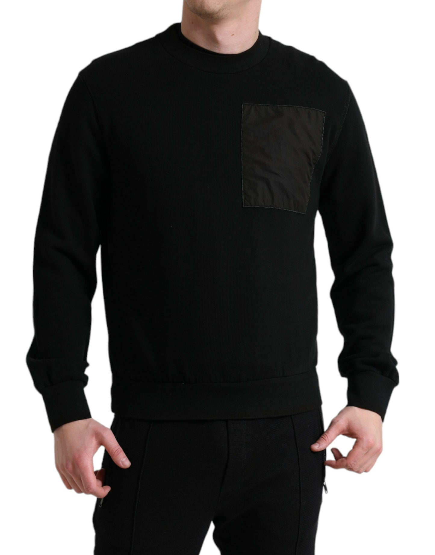 Dolce &amp; Gabbana Schwarzer Baumwollpullover mit Rundhalsausschnitt für Herren